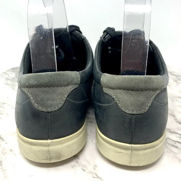Ecco Soft Leather Low Top Comfort Sneaker Black Charcoal Gray 8-8.5 Casual - Picture 5 of 12